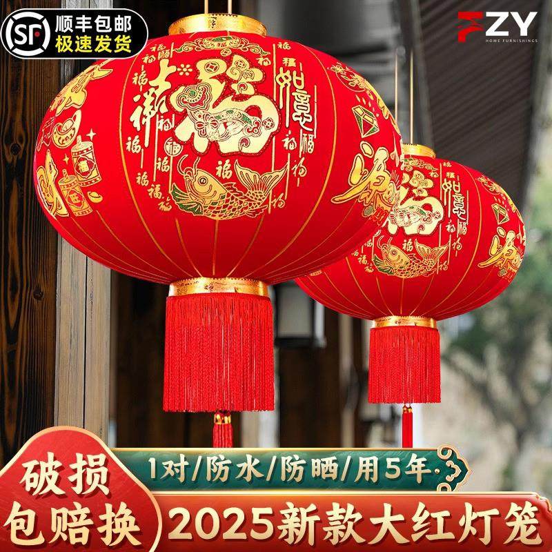 灯笼新款2025大门口led防水新年防晒蛇年中国风阳台红灯笼一对灯