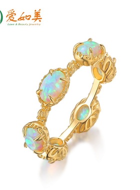 轻奢简约几何欧泊戒指女S925银渡18K金PT950铂金个性小众戒指环