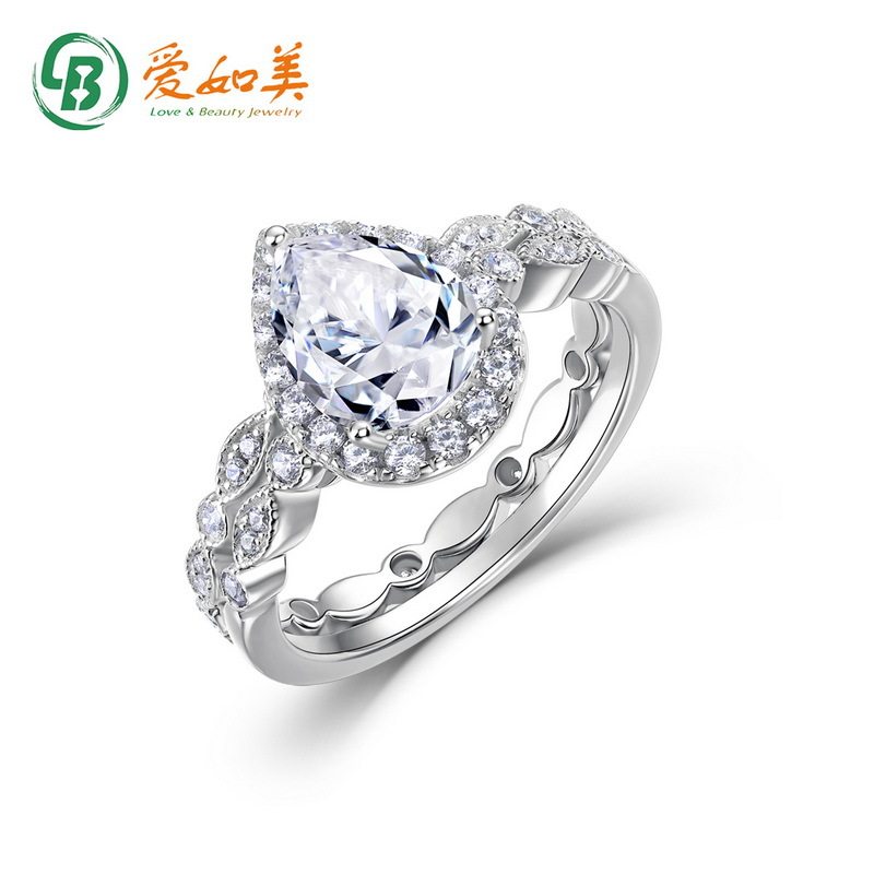 经典款大气莫桑钻戒指女时尚百搭S925银渡18K金PT950铂金满钻戒指
