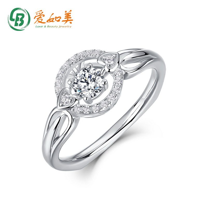 时尚流行璀璨莫桑石戒指女S925银渡18K金PT950铂金莫桑指戒灵动款