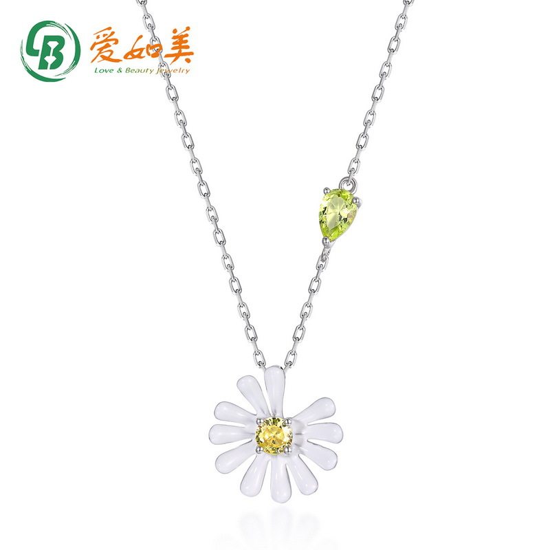 新款韩版小清新S925银渡18K金PT950铂金项链女时尚流行小雏菊项链