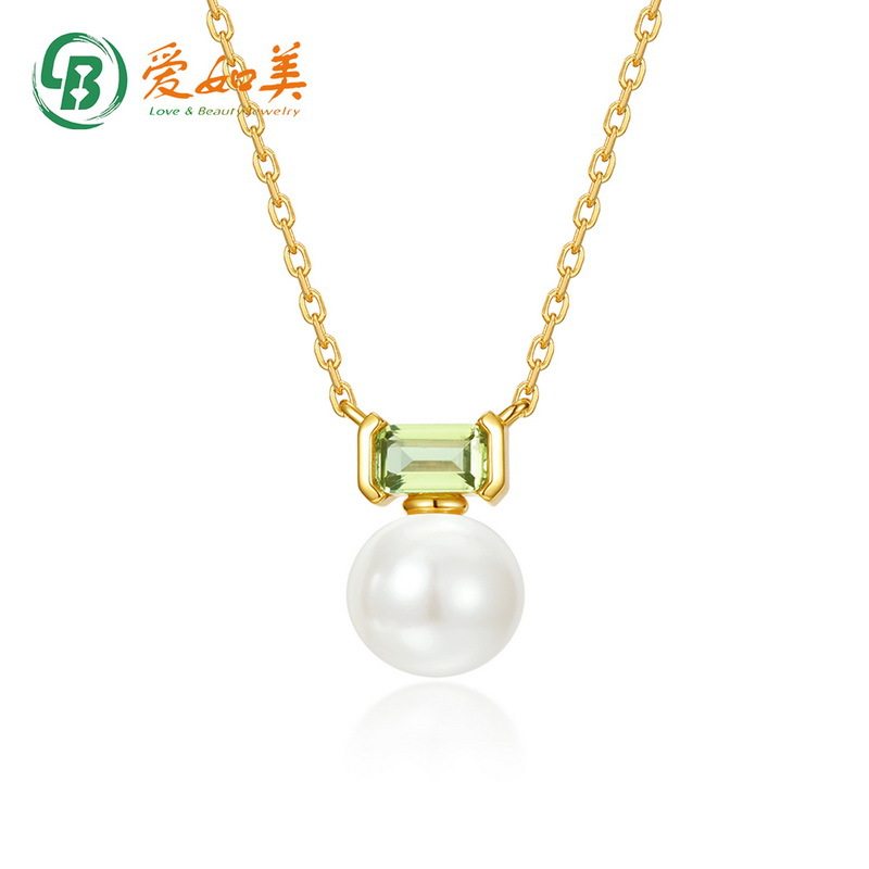 新款日韩S925银渡18K金PT950铂金项链淡水珍珠吊坠时尚珠宝锁骨链