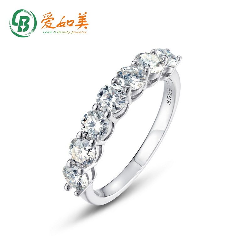 新款流行莫桑钻排戒ins风小众设计S925银渡18K金PT950铂金尾戒