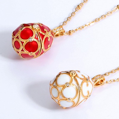 时尚轻奢滴油花纹白锆鸽子蛋S925银渡18K金PT950铂金吊坠女锁骨链