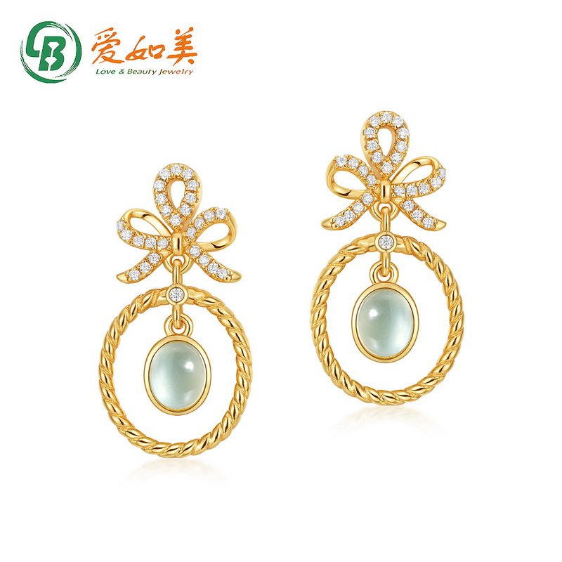 日系轻奢葡萄石耳环女S925银渡18K金PT950铂金重工高级感复古潮流