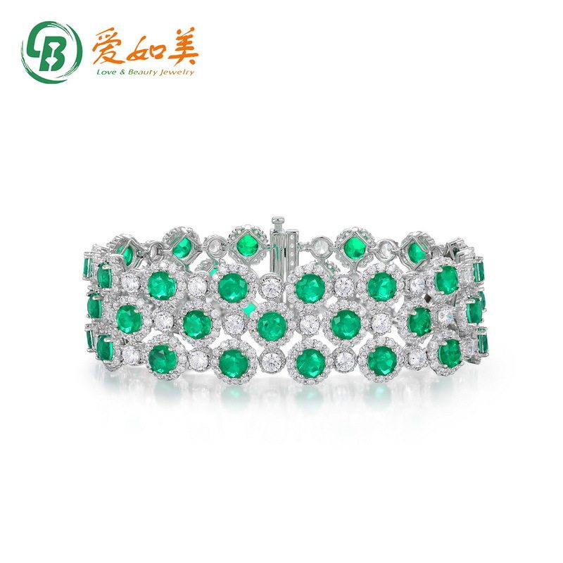 轻奢皇家璀璨满钻手链S925银渡18K金PT950铂金满镶培育彩宝手饰
