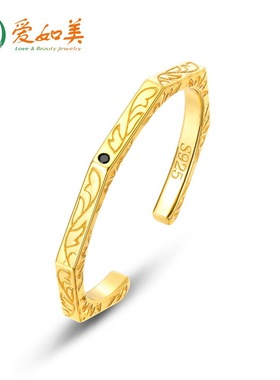 简约几何复古花纹戒指S925银渡18K金PT950铂金戒指时尚唯美手饰