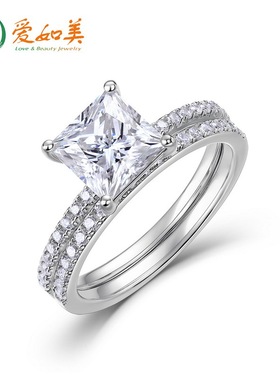 新款夸张几何个性莫桑钻戒指S925银渡18K金PT950铂金满钻戒子套戒