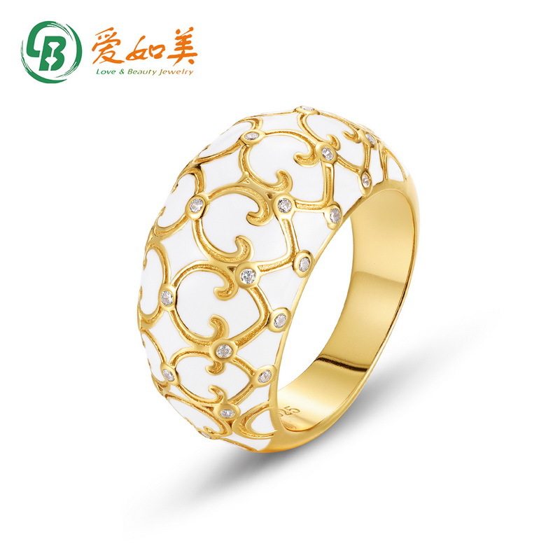 精致气质珐琅工艺花纹戒指小众S925银七层电镀18K金PT950铂金指环