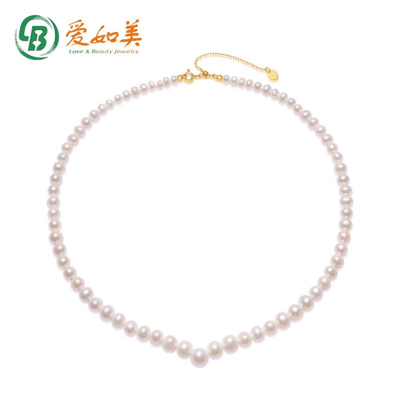 S925银渡18K金PT950铂金天然珍珠小米珠项链时尚气质圆珠链锁骨链