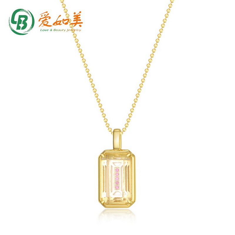 日韩简约风几何白水晶吊坠锁骨链S925银渡18K金PT950铂金项链时尚