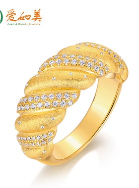 欧美流行麻花拉丝戒指女冷淡风S925银渡18K金PT950铂金指环轻奢