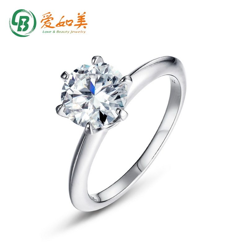 D色1.7克拉六爪莫桑钻戒指S925银七层电镀18K金PT950铂金求婚戒指