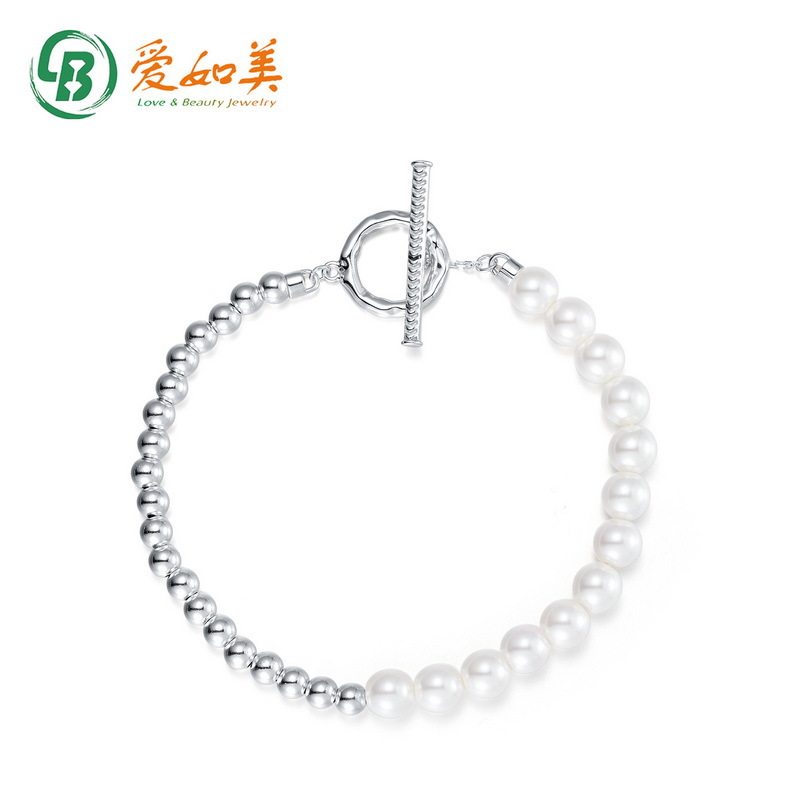 贝壳珠串珠手链OT链S925银渡18K金PT950铂金拼接珍珠手链圆环扣