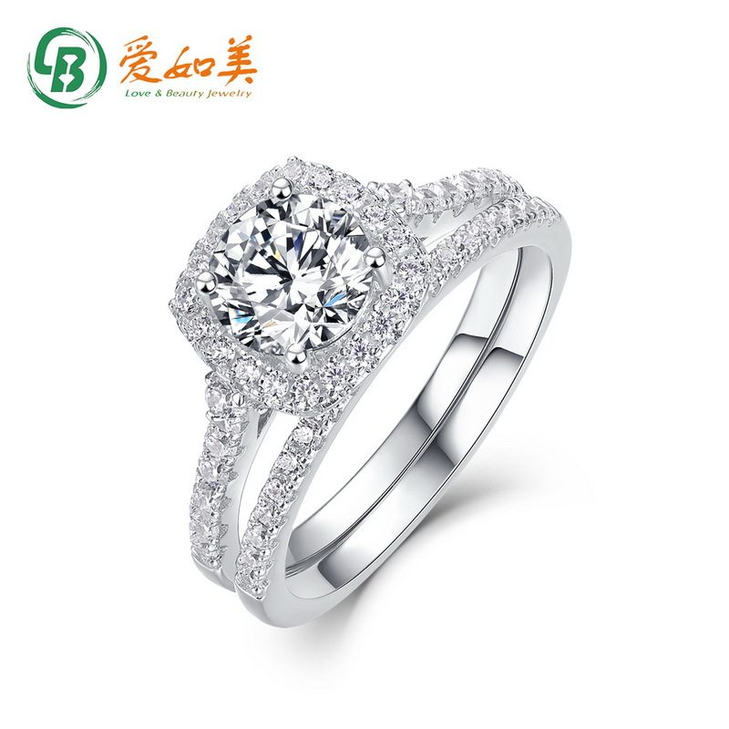 D色璀璨莫桑石戒指S925银渡18K金PT950铂金镶莫桑订婚戒节日礼物