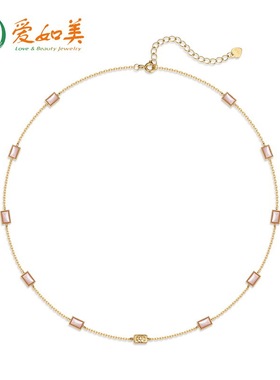 日韩风几何简约粉贝壳项链时尚流行S925银渡18K金PT950铂金项链