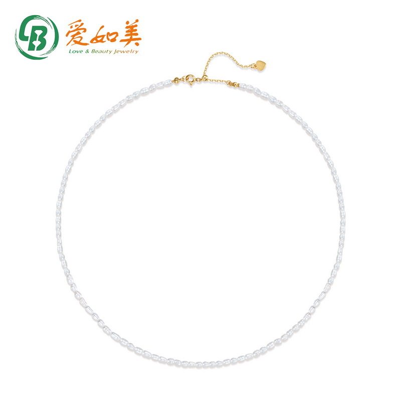 S925银渡18K金PT950铂金淡水珍珠短款项链小米珠配饰颈链锁骨链