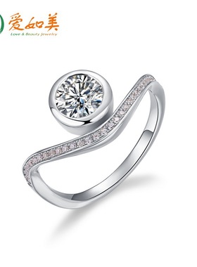 潮流个性波浪形莫桑石戒指S925银渡18K金PT950铂金戒指小众设计