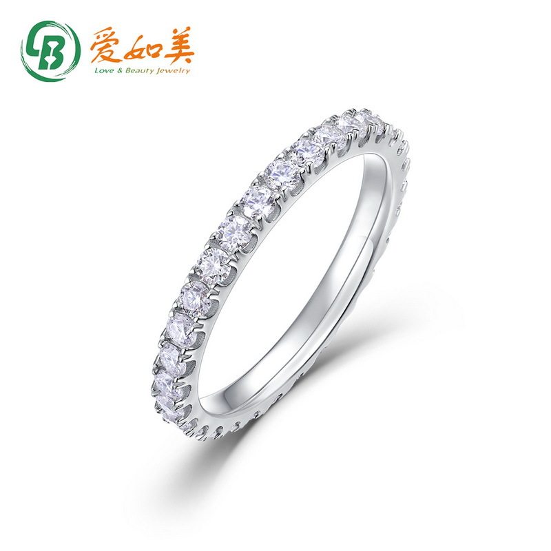 简约几何满钻莫桑石戒指S925银渡18K金PT950铂金戒指时尚流行指环