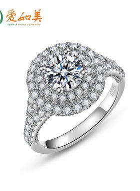 轻奢风流行莫桑钻戒气质百搭S925银渡18K金PT950铂金女士戒指订婚