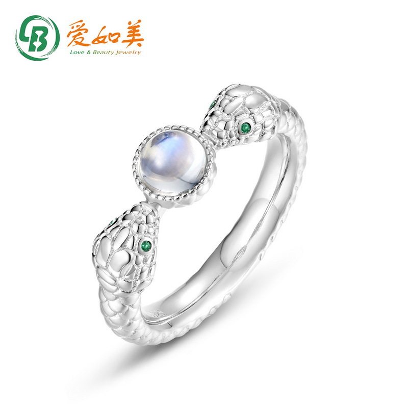 S925银渡18K金PT950铂金时尚百搭网红款灵蛇戒指指环个性尾戒戒指
