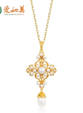 日韩轻奢复古宫廷风淡水珍珠吊坠S925银渡18K金PT950铂金项链女