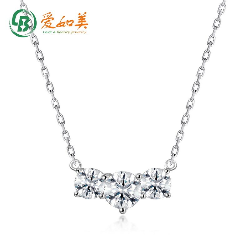 新款个性莫桑钻项链女时尚简约S925银渡18K金PT950铂金吊坠锁骨链