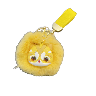 原创蒲茸茸喵喵小羊皮纹汽车通用钥匙扣可爱猫咪美短布偶包挂饰