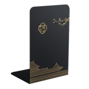 书立架新国潮中国风桌面收纳金属创意书夹书靠书挡板L型简易支书架固定书本放书大号中号加厚钢板夹书板子