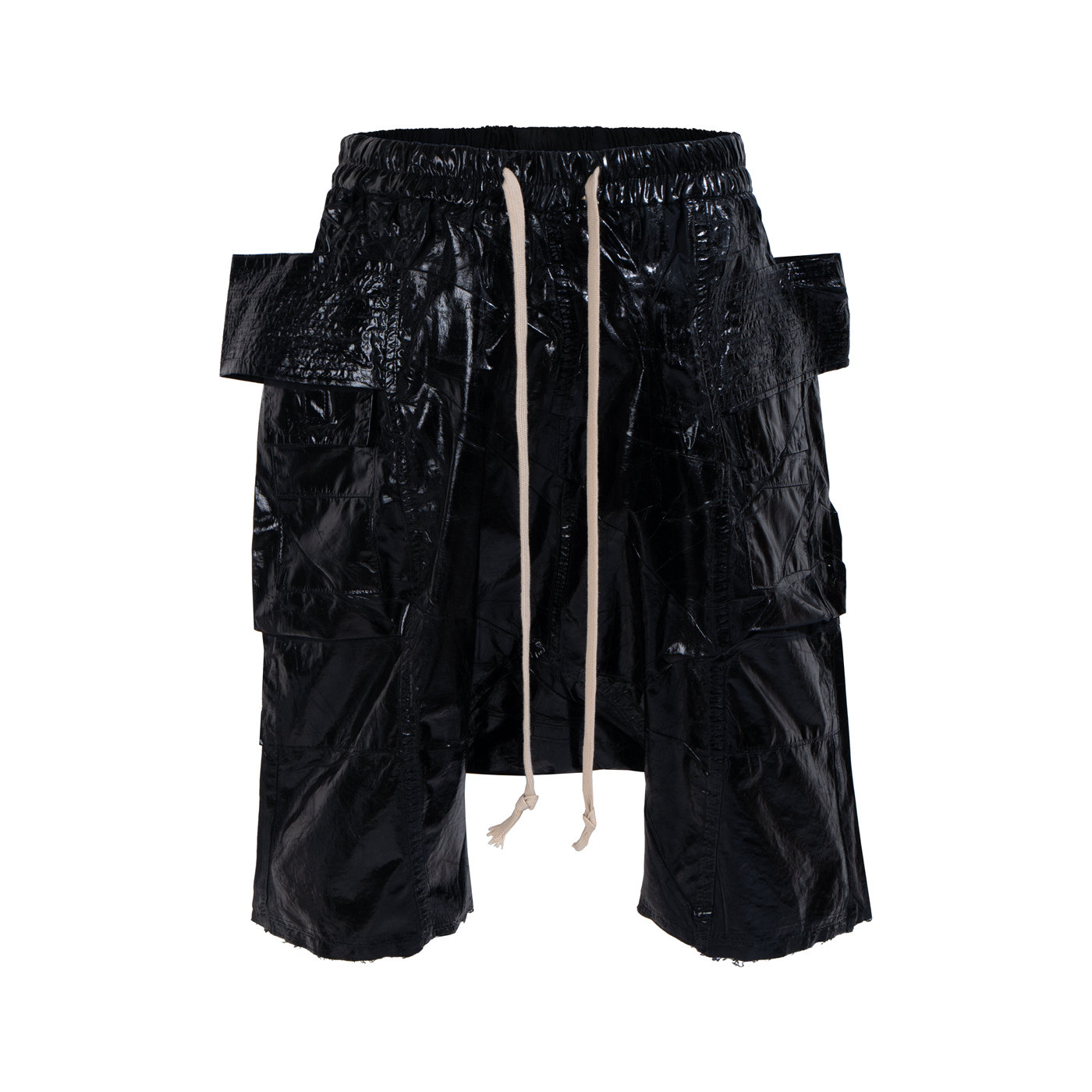 RO风格暗黑经典刷蜡双环五分裤男女哈伦吊裆做旧不规则抽绳短裤夏