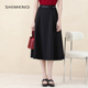 SHIMENG诗梦女装 型半身裙气质大方显瘦通勤 黑色高腰A字版 秋季 新款