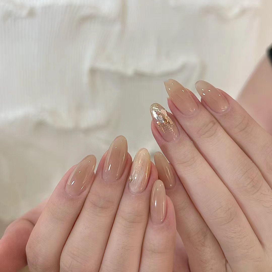 鹿舞手工定制穿戴甲奶茶贝壳晕染