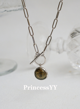 PrincessYY毛衣装饰S925纯银项链天然石小众设计感轻奢高级配饰潮