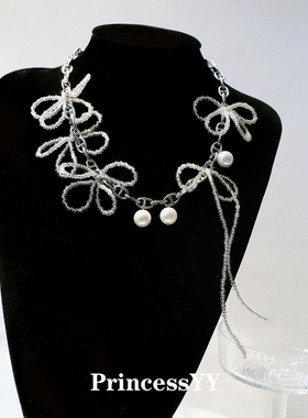 手作银色高保色时尚夸张流苏项链