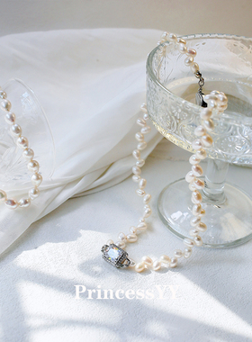 PrincessYY手作天然淡水麦穗珍珠项链锁骨配饰女轻奢小众复古高级