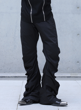 CHRYSOMALLON 2025新款小众原创设计师大弯刀抽绳休闲直筒裤长裤