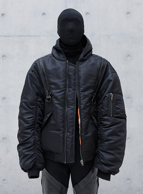 CHRYSOMALLON大拉链廓形MA1飞行员夹克bomber加厚连帽棉衣棉服