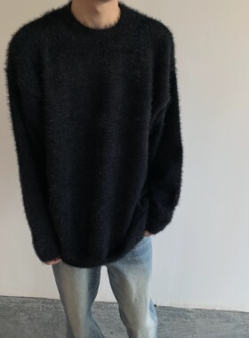 TSAOOJ basic mohair慵懒毛衣cleanfit氛围感宽松马海毛针织毛衫