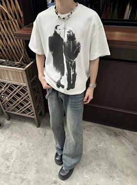 TSAOOJ“暗黑教父侃爷”人像短袖美式高街cleanfit重磅半袖T恤潮