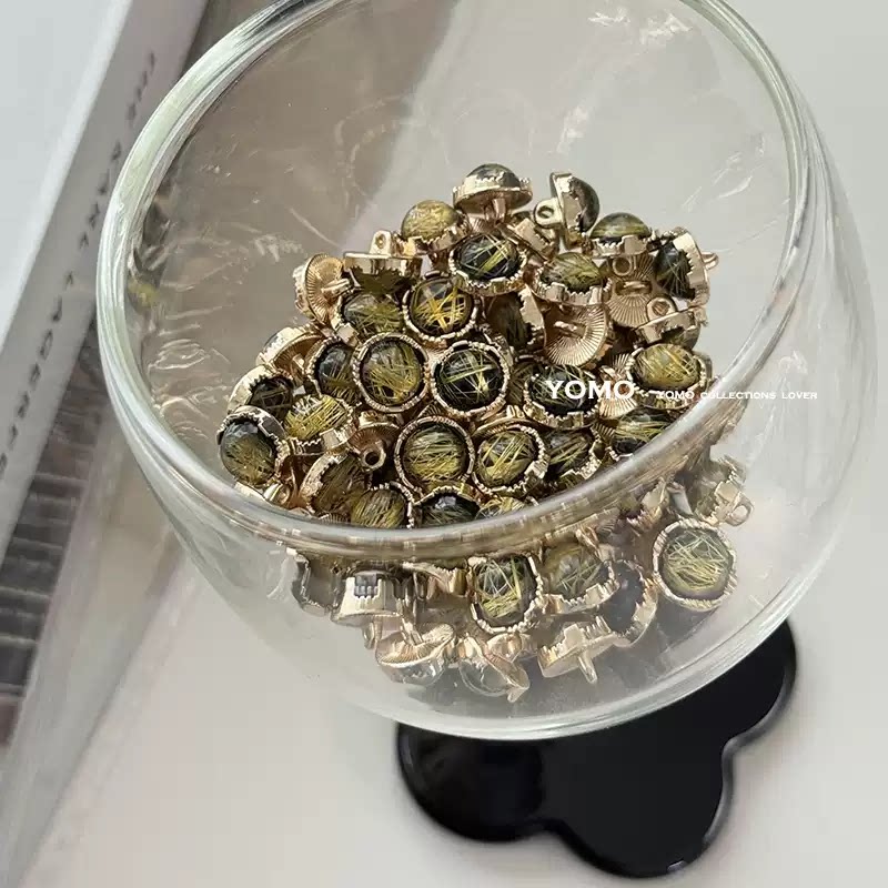 金丝纽扣透明面金属扣子高档女装衬衫扣时尚服装配件连衣裙开衫扣