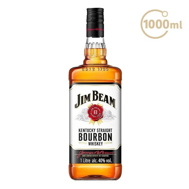 白占边波本威士忌Jim Beam金宾波本威士忌 大金宾洋酒1000ml 1L