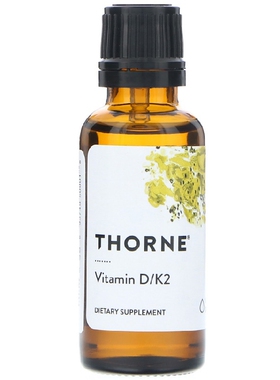 美国品牌Thorne Research 维生素D/K2 骨骼及心血管保养 30毫升