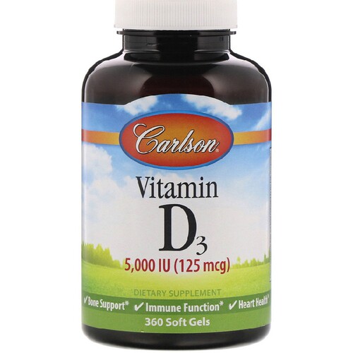 美国品牌Carlson Labs 维生素D3 5000国际单位(125mcg)/360粒