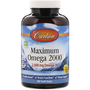 美国品牌Carlson Labs 挪威高浓缩鱼油/DHA/EPA 2000mg/90粒
