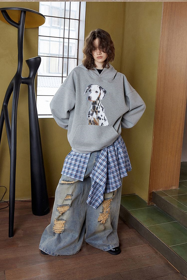 BGPUSK加绒宽松纯棉连帽诶呦