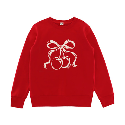 韩国kirsh蝴蝶结樱桃印花圆领卫衣甜美韩系 25秋季新款