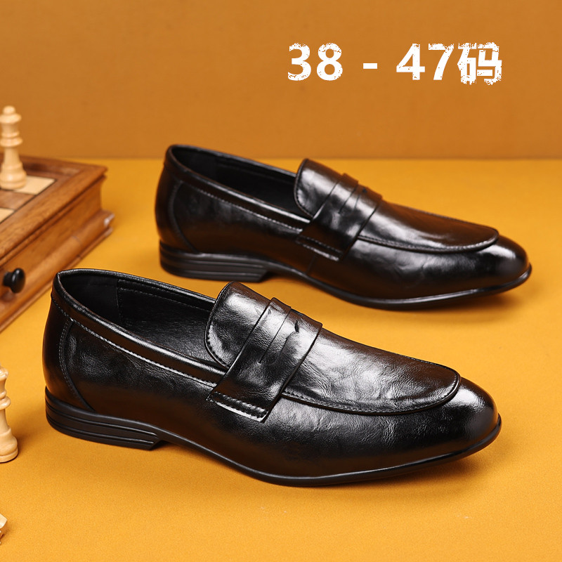 大码潮流百搭正装懒人套脚皮鞋男