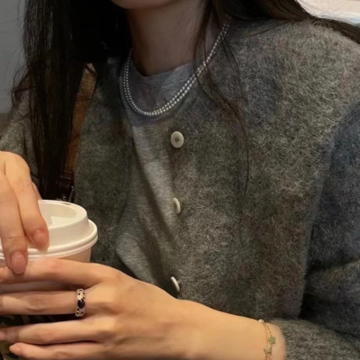 小米粒珍珠项链短圆基本无暇重点是强光3.5-4mm黄金点位