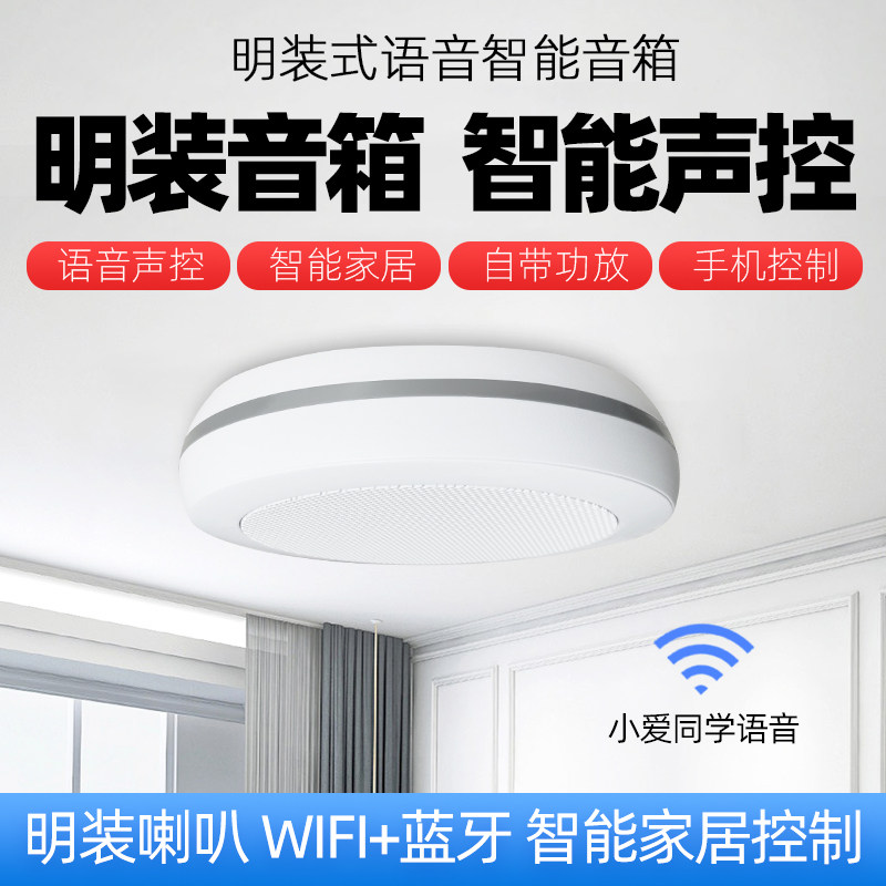 明装智能吸顶音响定制小爱同学语音声控无线蓝牙wifi喇叭家居控制