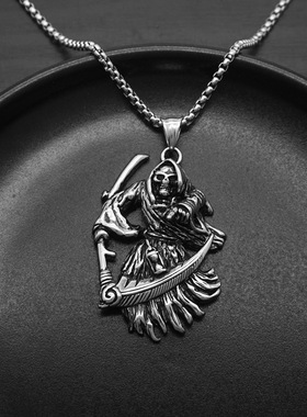 欧美项链吊坠骷髅头哥特钛钢饰品
